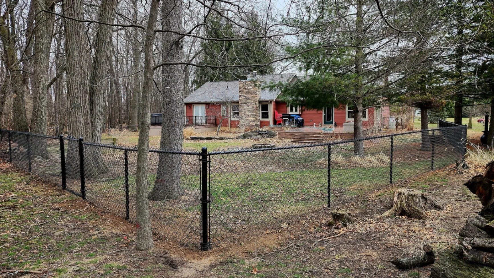 Black Chain Link Fence Installation - Michigan