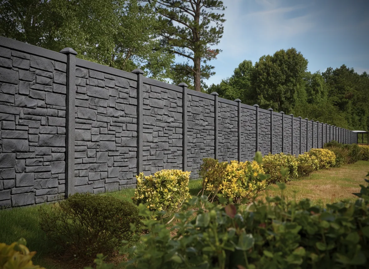 Composite rock wall privacy fence Composite Fence fence style