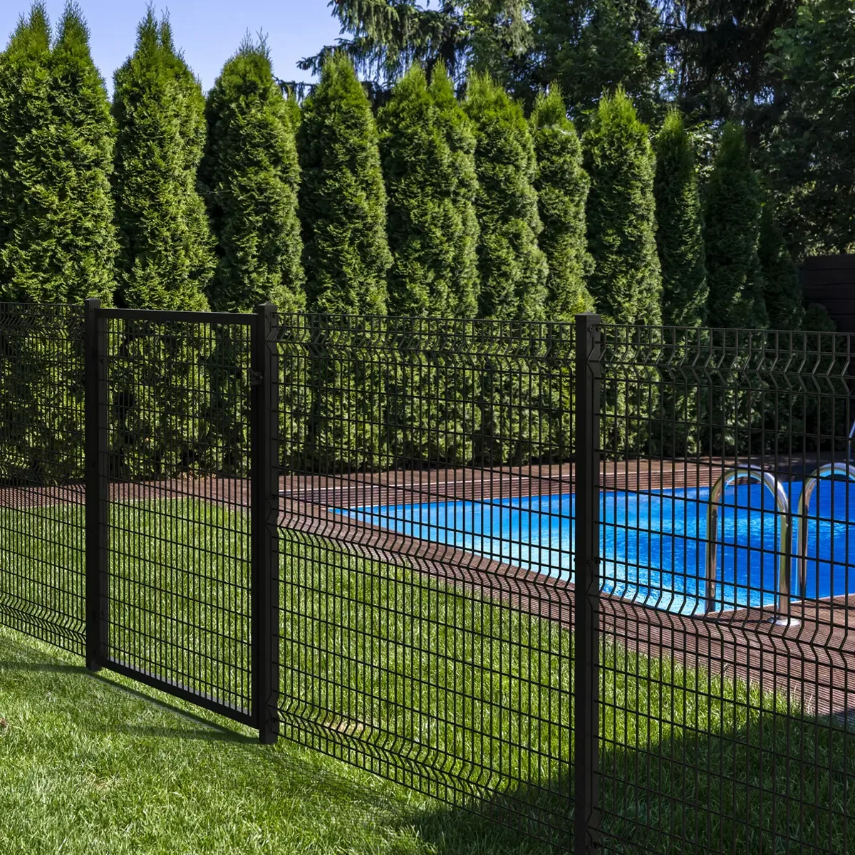 IronCraft Euro Metal Panel Pool Fence Installation - Trenton, Michigan