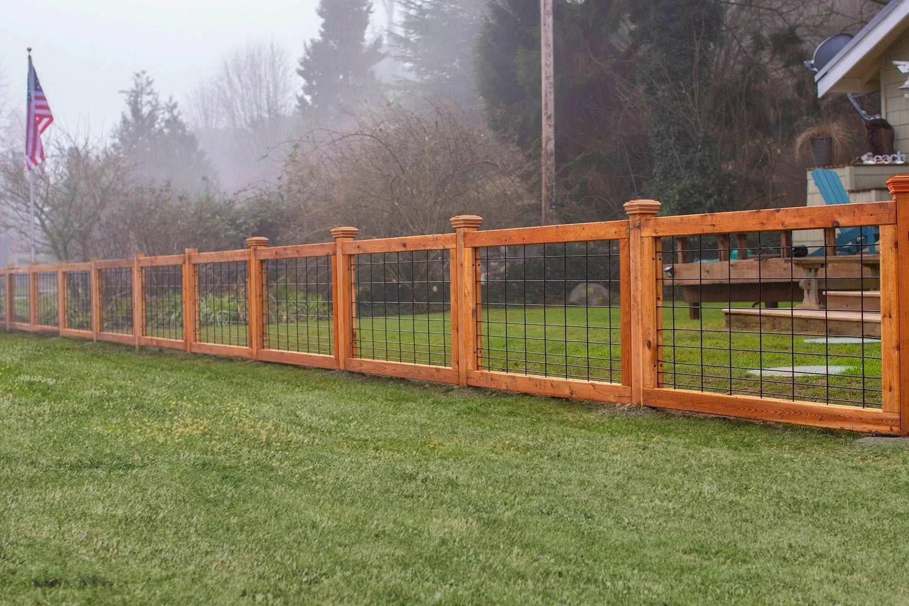 Cedar Hog Wire Panel Fence Installation - Michigan