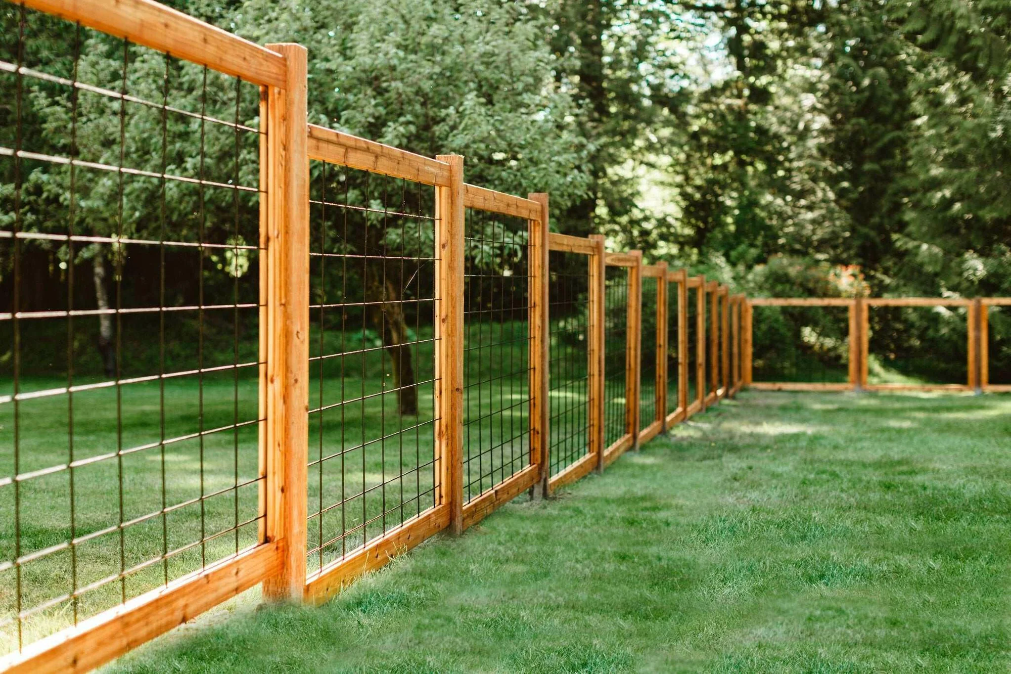 Cedar Wood and Wire Garden Fence Installation - Michigan