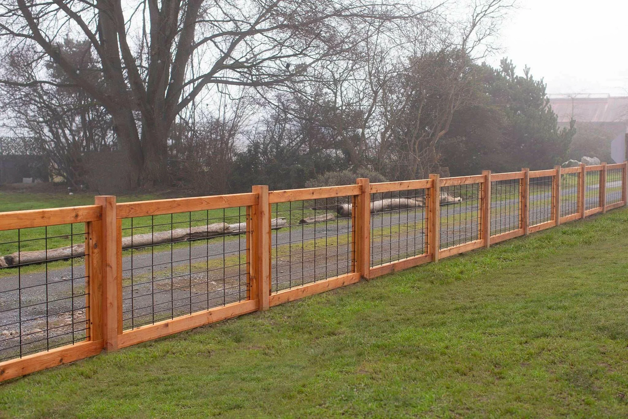 Wood and Wire Panel Garden Fence Installation - Michigan