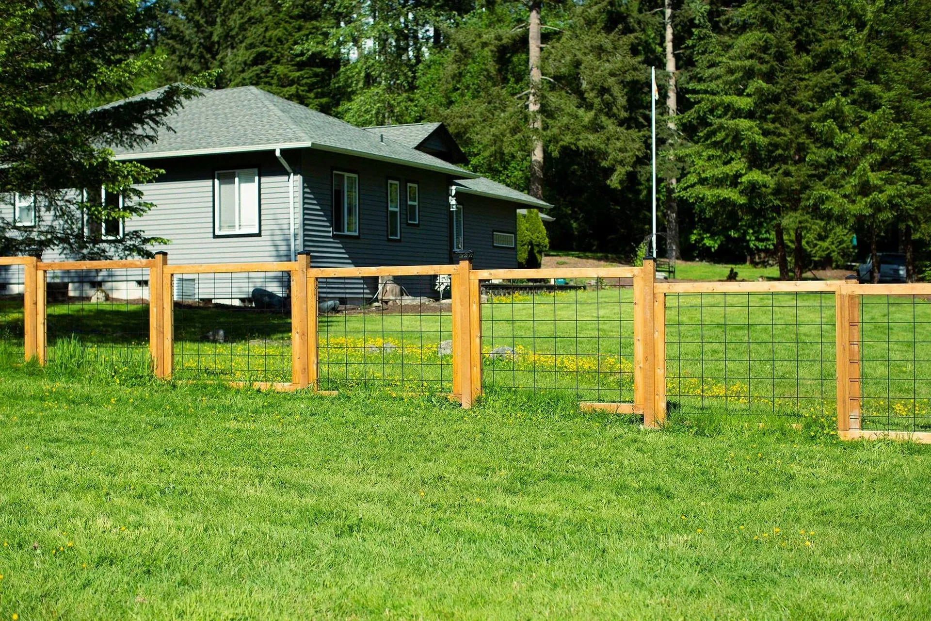 Wood and Wire Garden Yard Fence Installation - Michigan