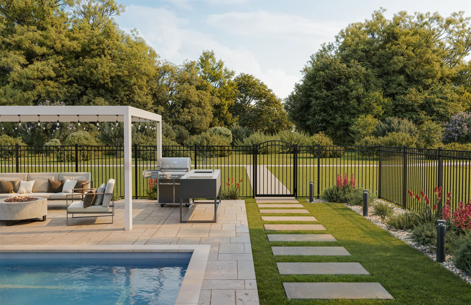 Aluminum Patio Pool Fence Installation - Michigan