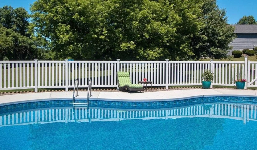 White Vinyl Pool Fence Installation - Michigan