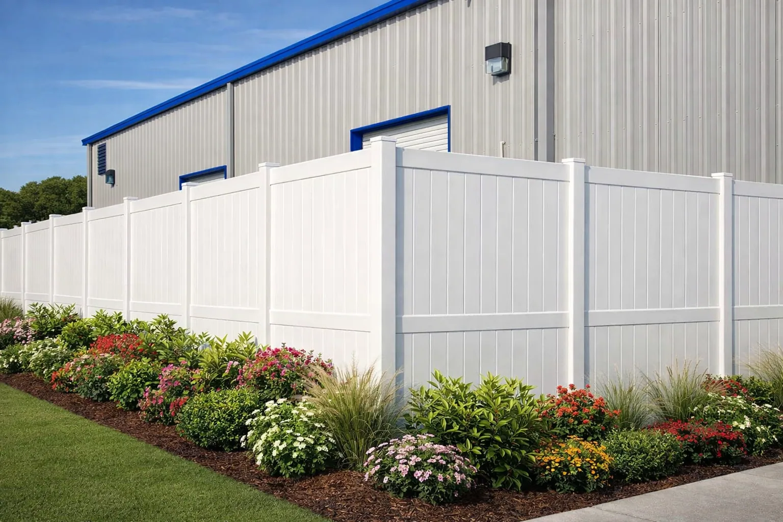Commercial property boundaries Vinyl Fence fence application