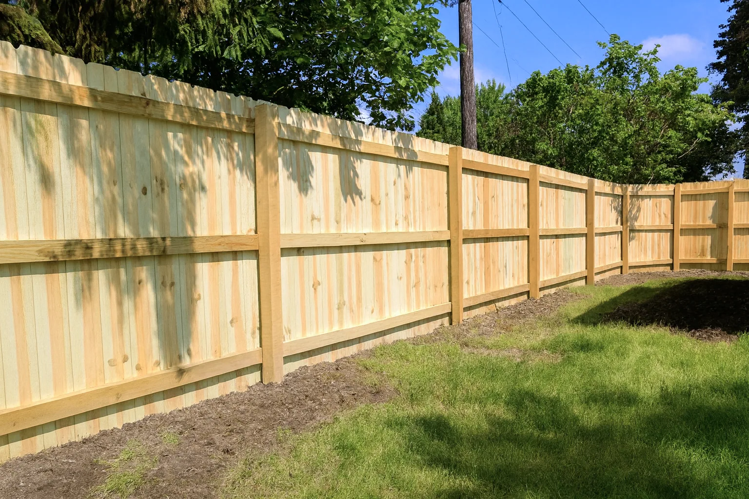 Pressure Treated Wood Privacy Fence Installation - Michigan