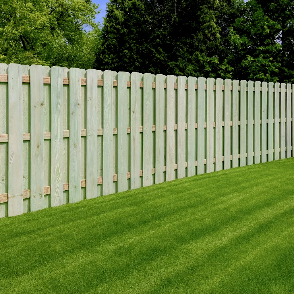 Pressure Treated Wood Shadowbox Fence Installation - Michigan