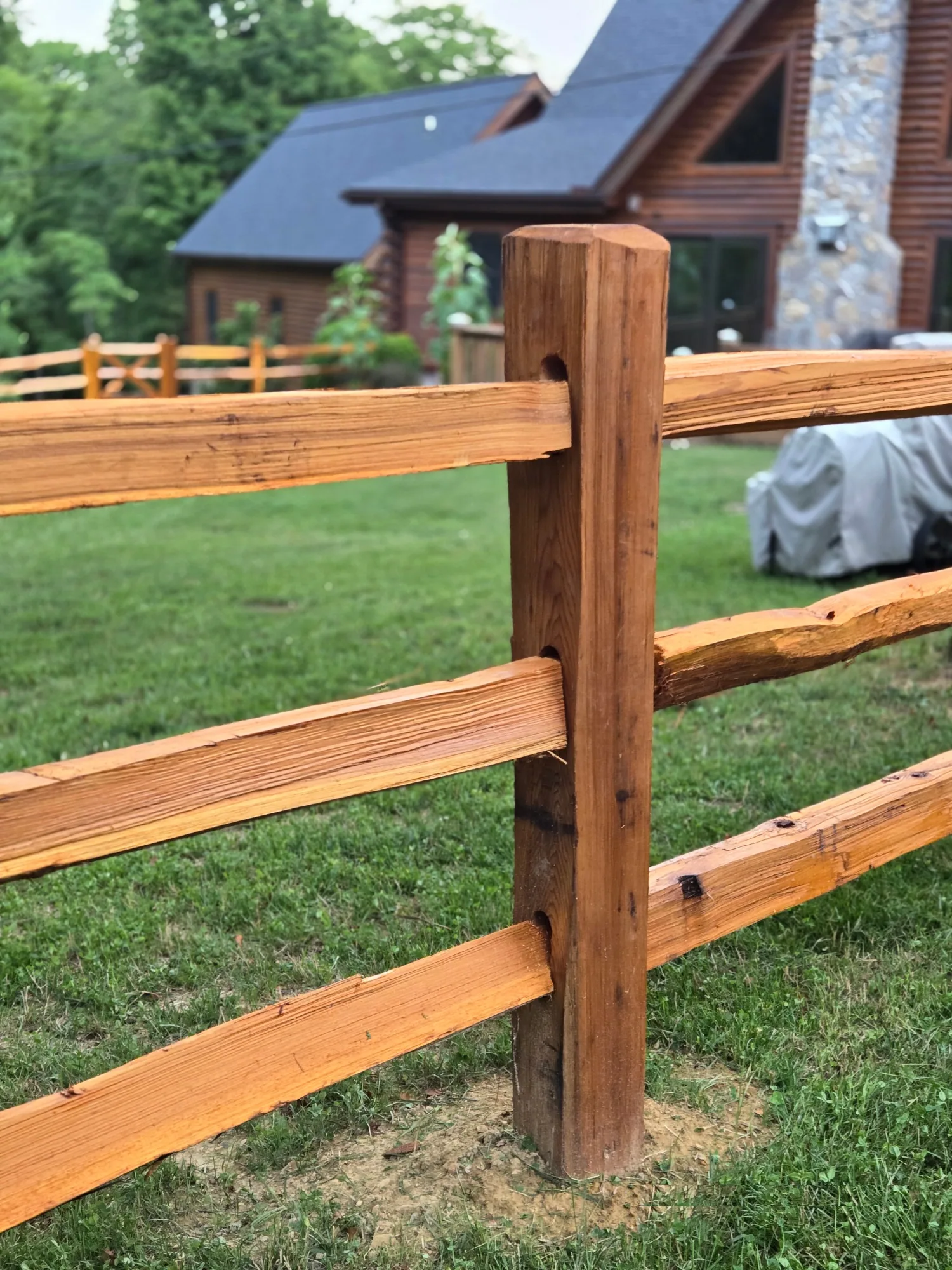 Cedar Split Rail Fence Installation - Flat Rock, Michigan