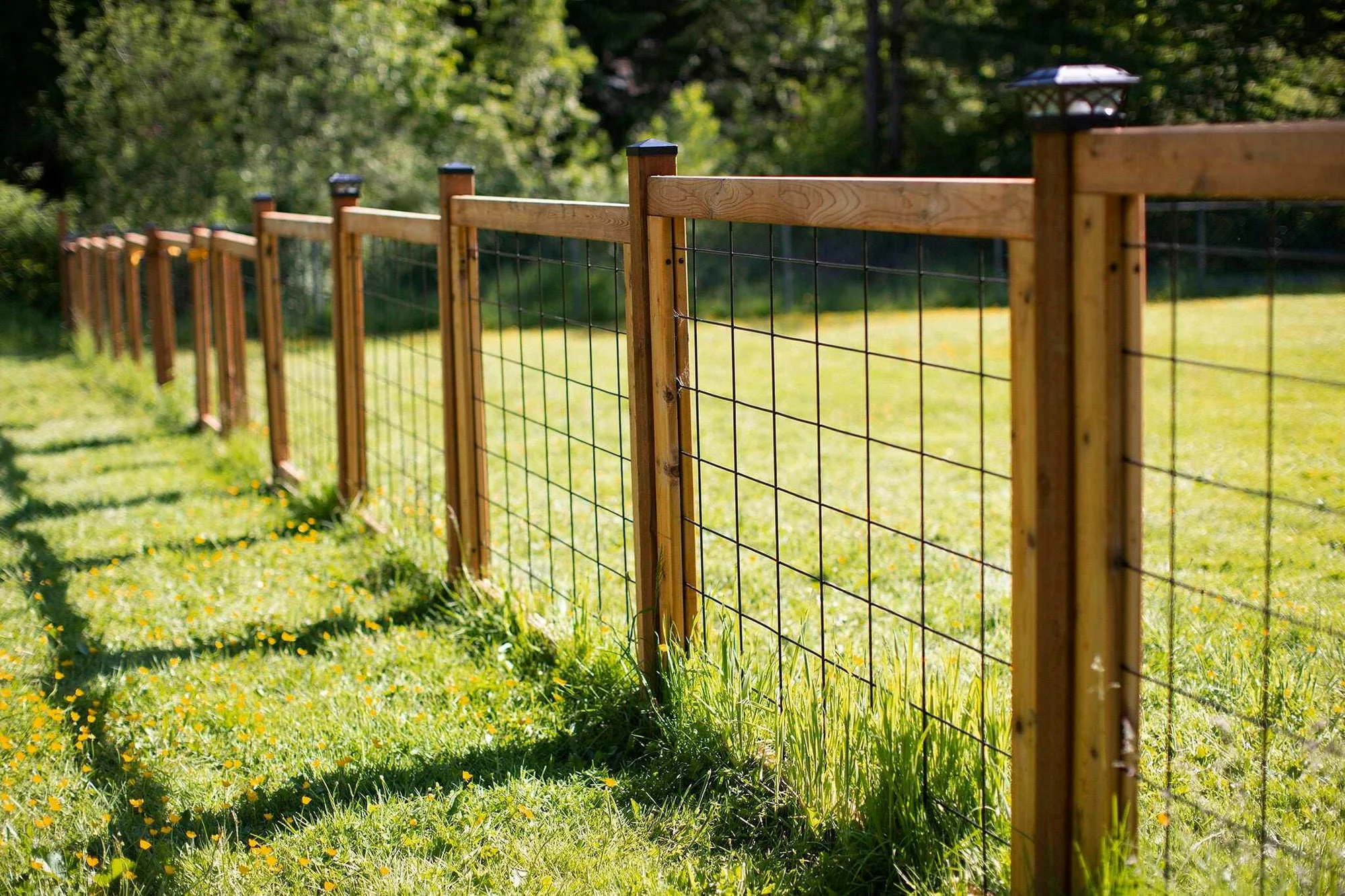 Wood and Wire Panel Fence Installation - Michigan