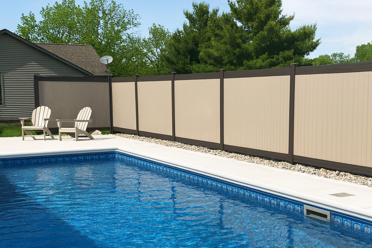 vinyl privacy fence installation newport michigan two tone